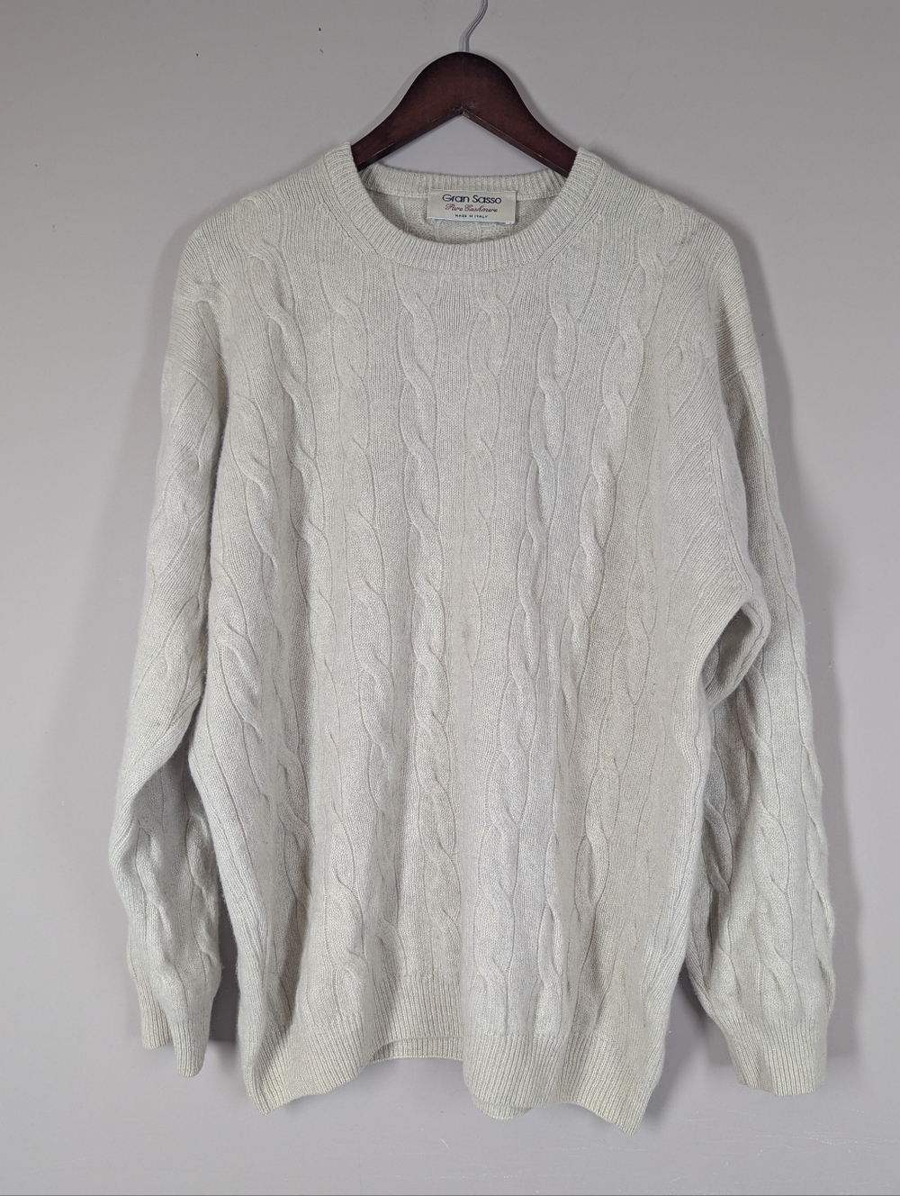 Gran Sasso Cashmere Sweater XL Made in Italy Cream Cable Knit Luxury